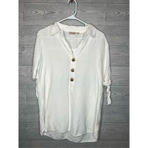 White Philosophy, linen blend top/bathing suit cover size medium ￼